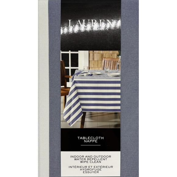 Lauren Ralph Lauren Other - Ralph Lauren RL Navy Blue /Cream White 60X84 striped in/outdoor tablecloth New